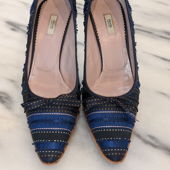 Prada Patch Ribbon Heel Stilettos Women's 9.5 / 10 - Picture 4 of 8